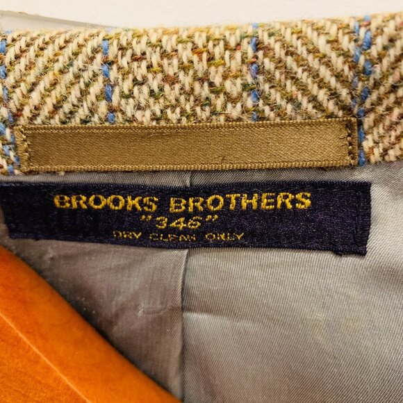 VINTAGE BROOKS BROTHERS Tweed Wool Blazer Sport Coat Jacket 43 R USA - Picture 9 of 16